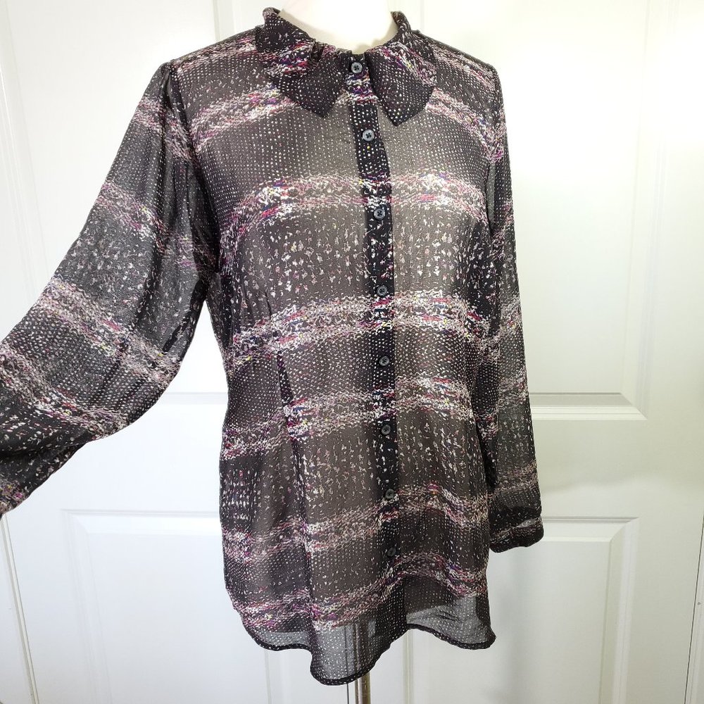 Cabi Paris Sheer Long Sleeve Top Style 3249
